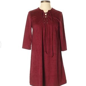 Burgundy midi shift dress